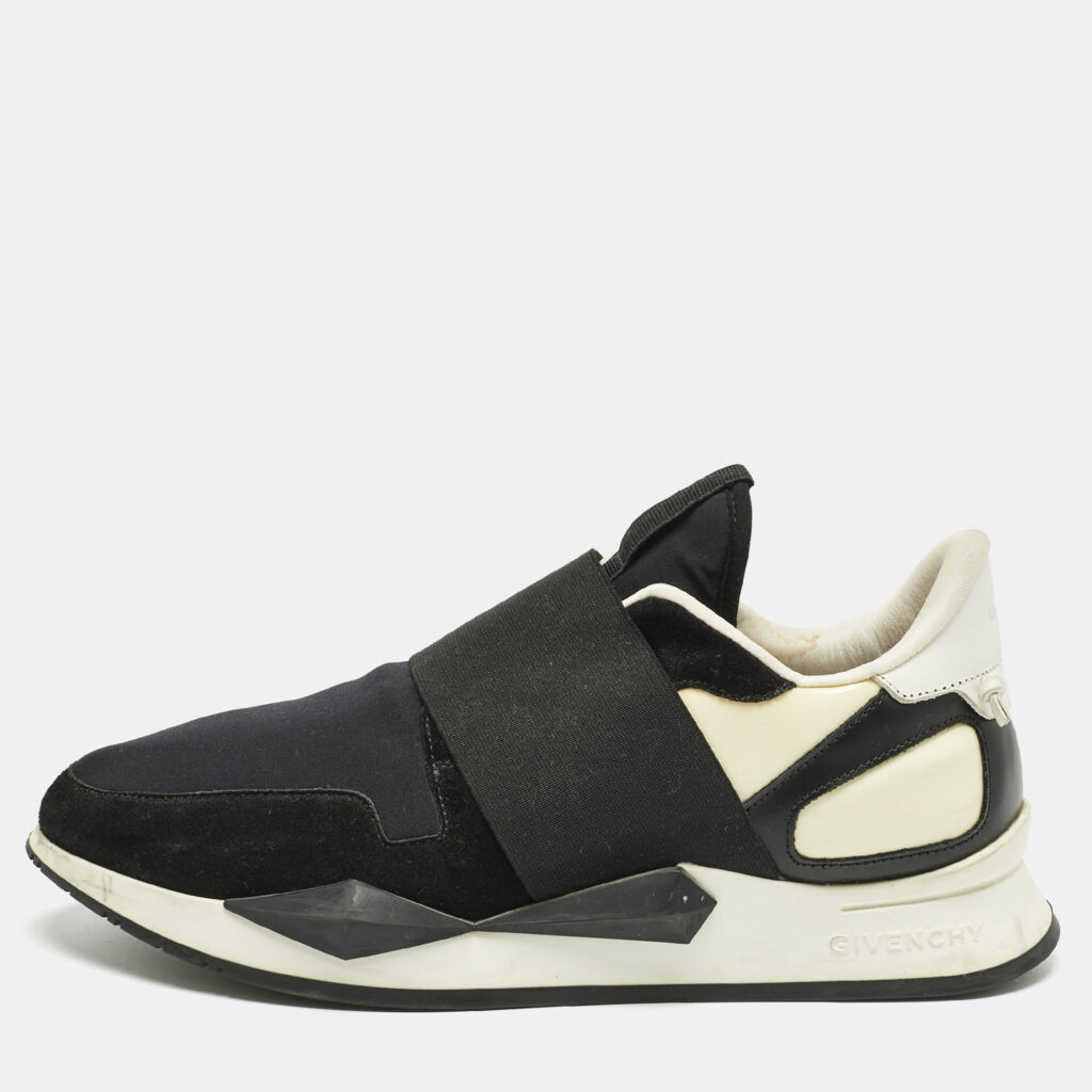 Givenchy Black/White Neoprene and Leather Runner Elastic Slip On Sneakers Size 39.5 Givenchy Black/White Neoprene and Leather Runner Elastic Slip On Sneakers Size 39.5