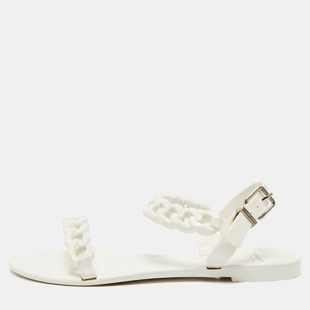 Givenchy White Jelly Chain-Link Flat Sandals Size 37