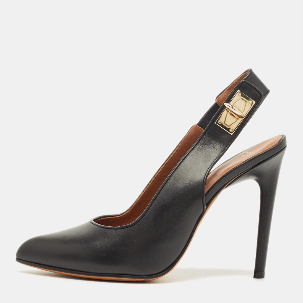 Givenchy Black Leather Pointed Toe Slingback Pumps Size 38 Givenchy Black Leather Pointed Toe Slingback Pumps Size 38