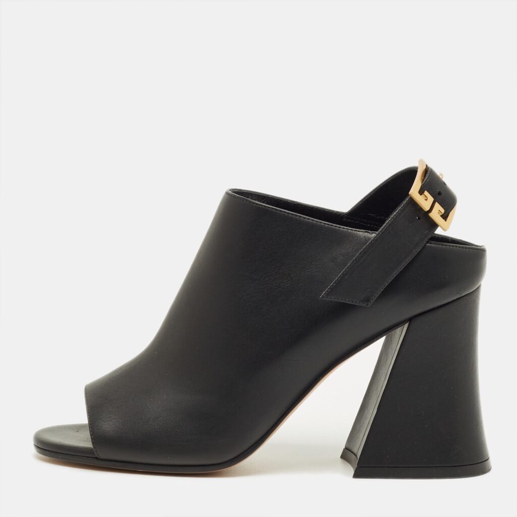 Givenchy Black Leather Slingback Sandals Size 38