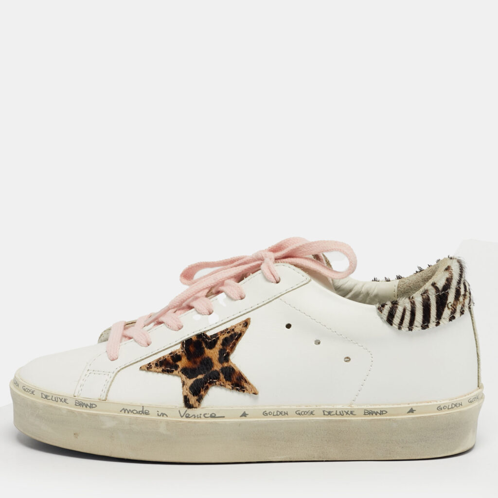 Golden Goose White Calf Hair and Leather Hi Star Lace Up Sneakers Size 35 Golden Goose White Calf Hair and Leather Hi Star Lace Up Sneakers Size 35