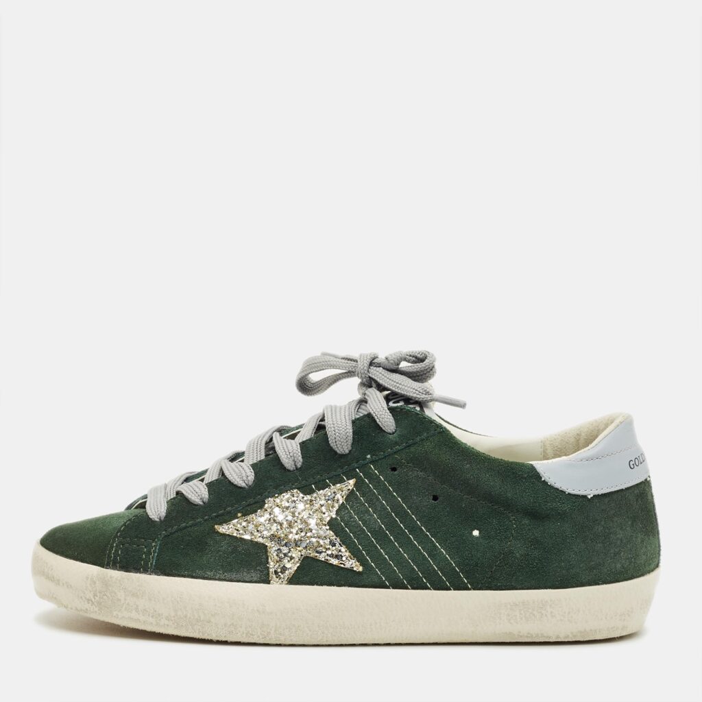 Golden Goose Superstar Size 38 Green Leather Lace Up Sneakers Golden Goose Superstar Size 38 Green Leather Lace Up Sneakers
