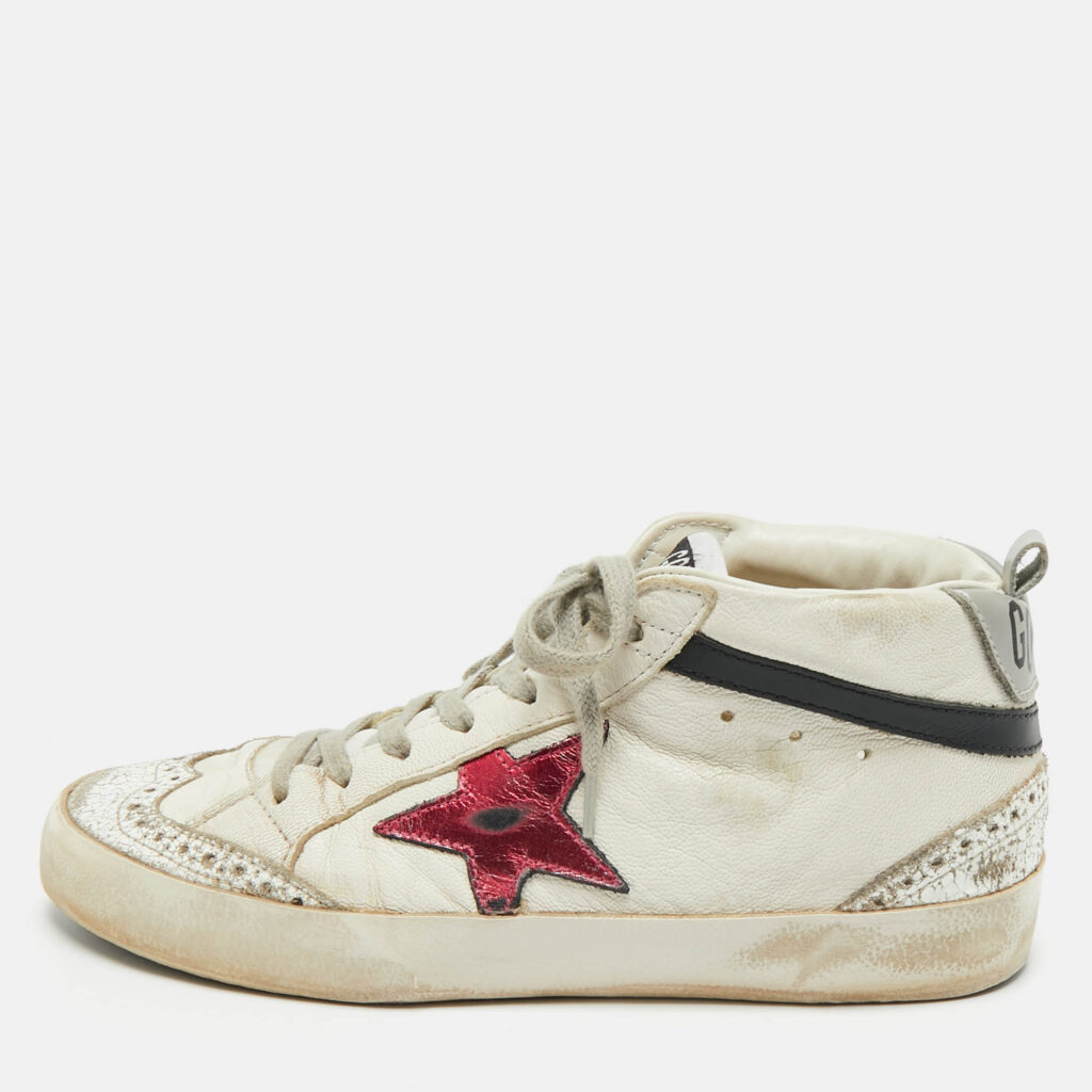 Golden Goose White Leather Mid Star Sneakers Size 38 Golden Goose White Leather Mid Star Sneakers Size 38