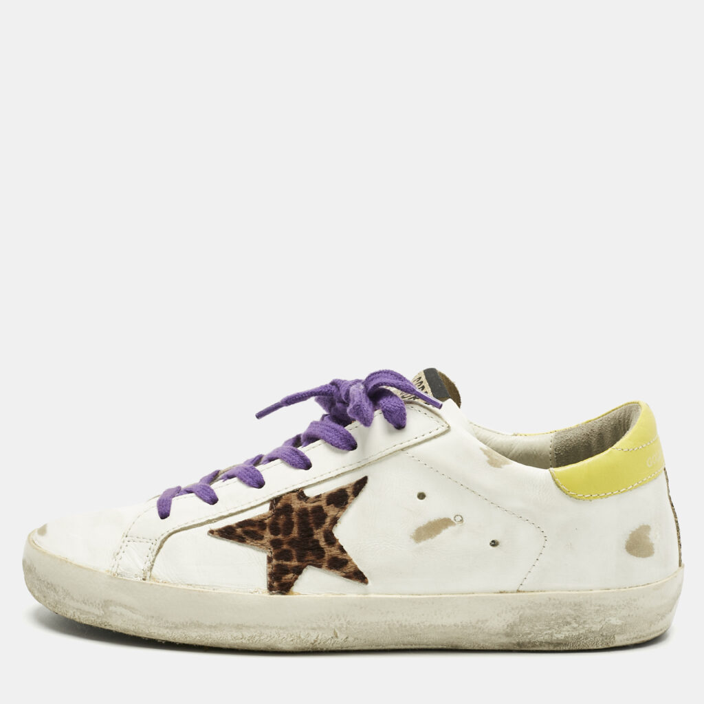 Golden Goose White Leather Super Star Lace Up Sneakers Size 39 Golden Goose White Leather Super Star Lace Up Sneakers Size 39