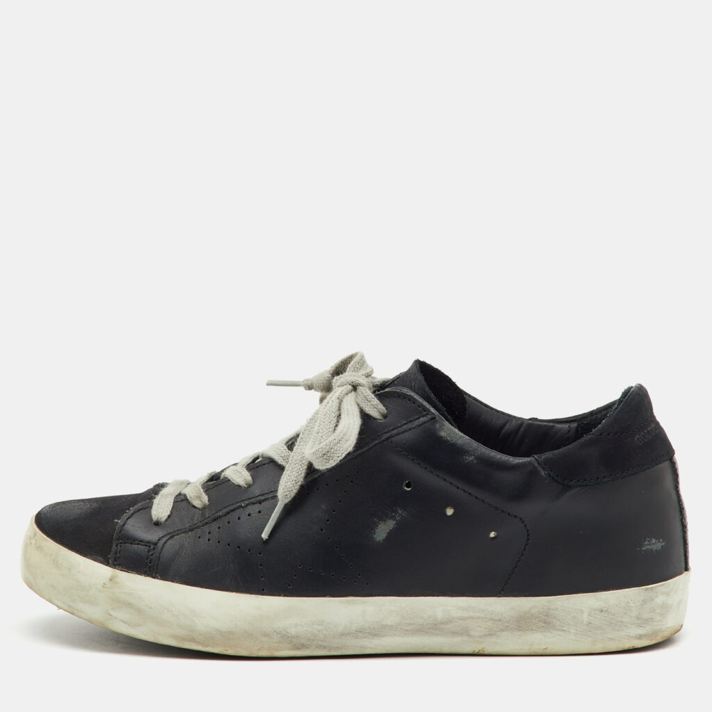Golden Goose Black Leather Superstar Low Top Sneakers Size 37
