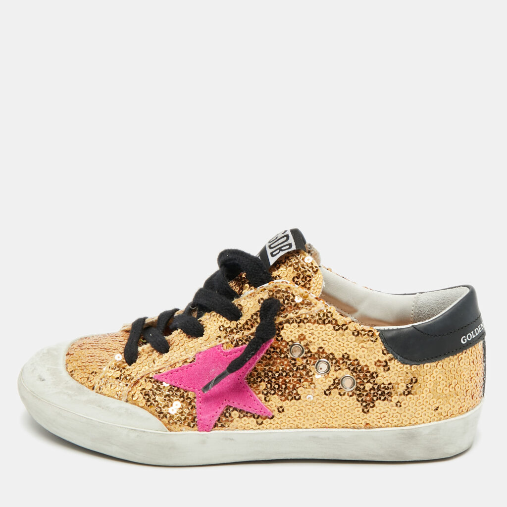 Golden Goose Gold Sequins Superstar Penstar Sneakers Size 34 Golden Goose Gold Sequins Superstar Penstar Sneakers Size 34