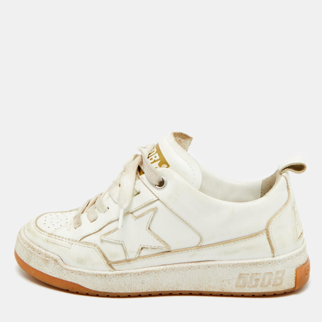 Golden Goose White Leather Yeah Lace Up Sneakers Size 35 Golden Goose White Leather Yeah Lace Up Sneakers Size 35
