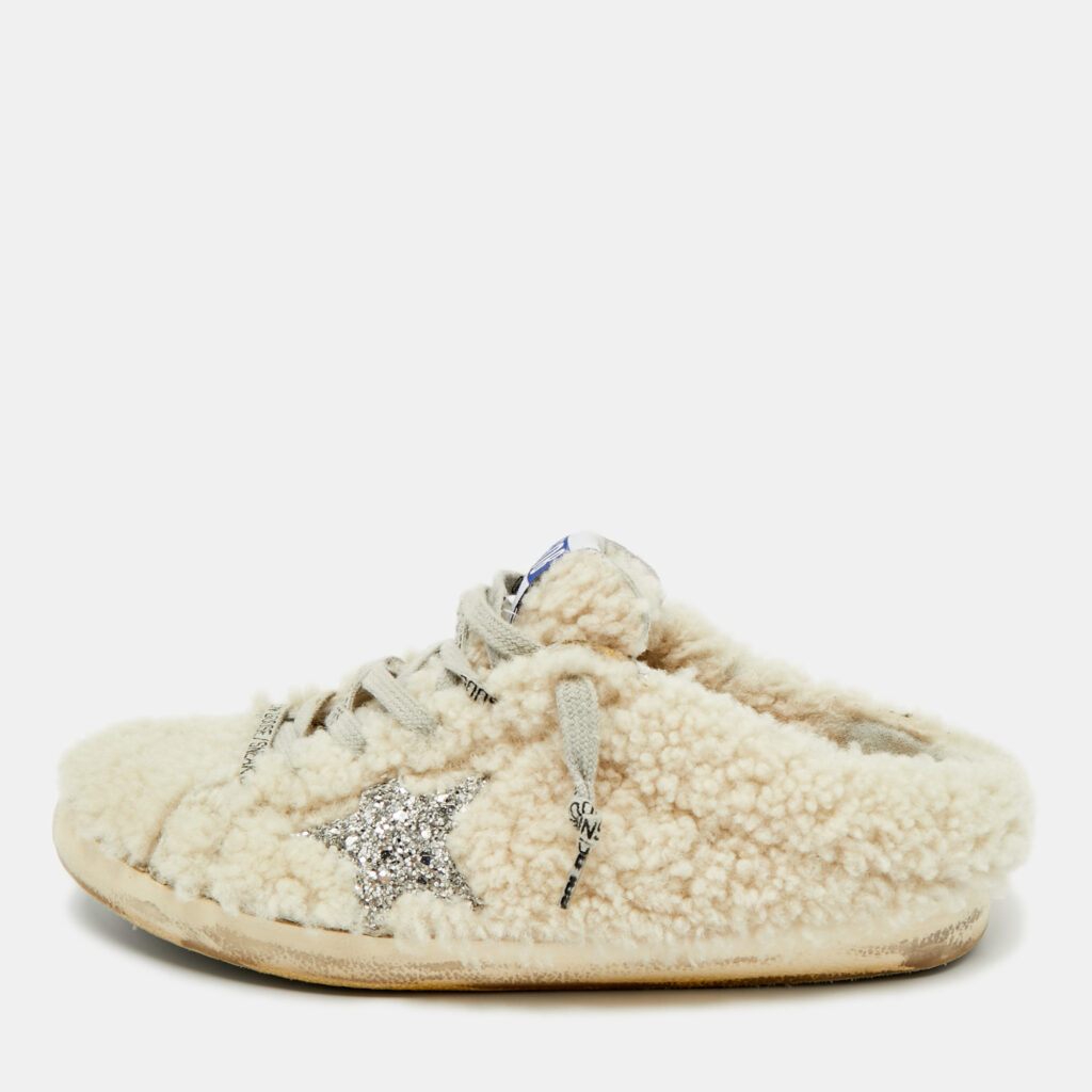 Golden Goose White Shearling Super Star Mules Sneakers Size 40 Golden Goose White Shearling Super Star Mules Sneakers Size 40