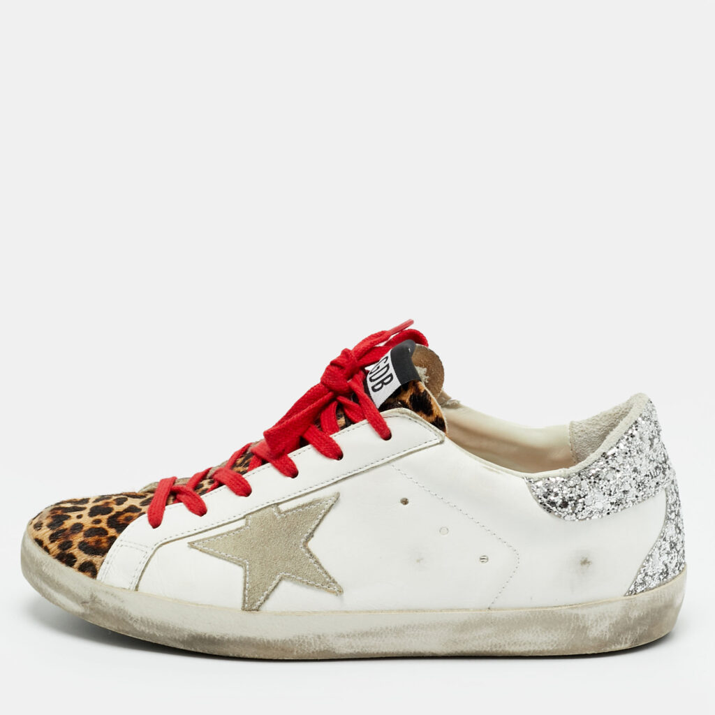 Golden Goose Superstar Size 39 White Leopard Print Calf Hair and Leather Sneakers Golden Goose Superstar Size 39 White Leopard Print Calf Hair and Leather Sneakers