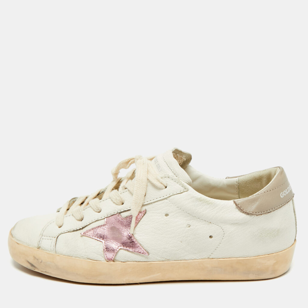 Golden Goose Superstar Size 38 White Leather and Suede Lace Up Sneakers Golden Goose Superstar Size 38 White Leather and Suede Lace Up Sneakers