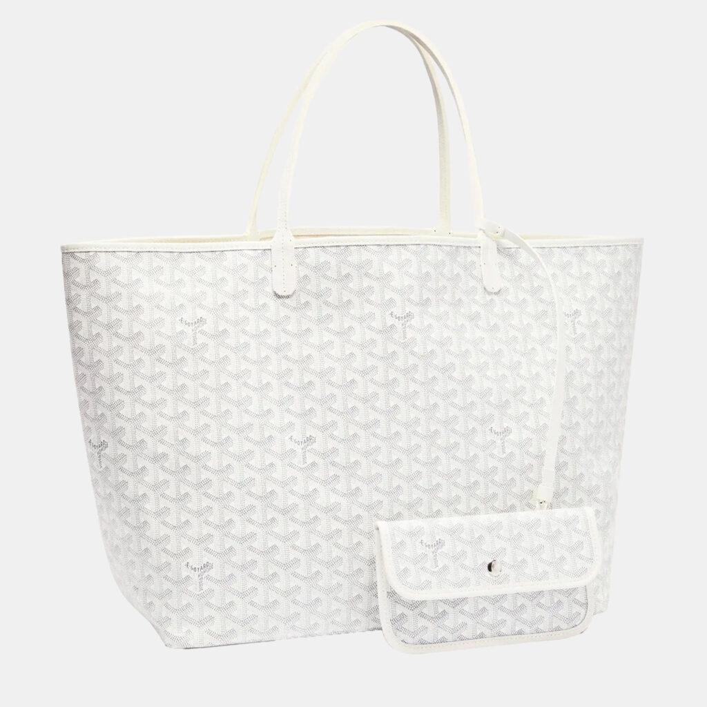 Goyard White Goyardine Coated Canvas and Leather Saint Louis GM Tote Bag Goyard White Goyardine Coated Canvas and Leather Saint Louis GM Tote Bag