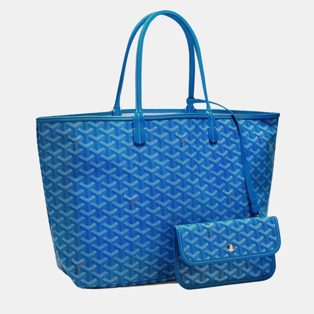 Goyard Saint Louis PM Sky Blue Goyardine Coated Canvas and Leather Tote
