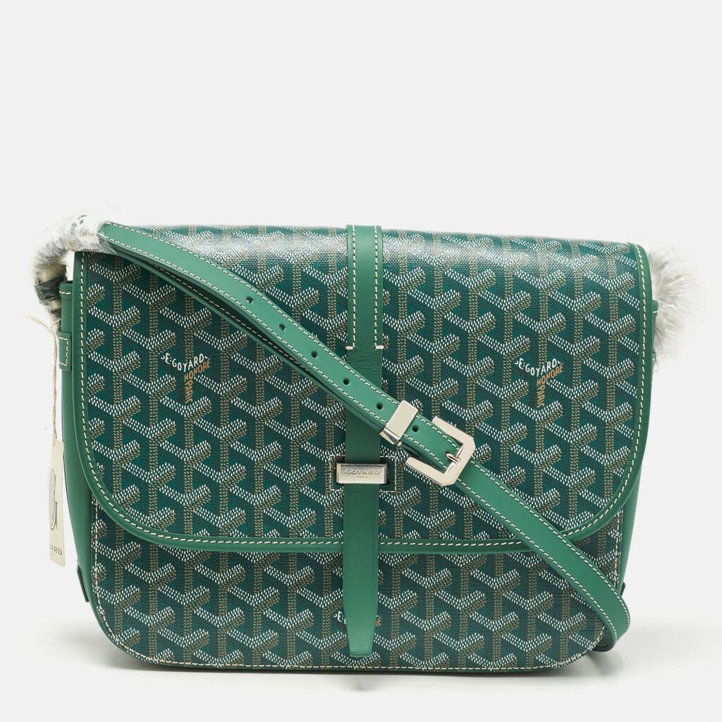 Goyard Green Goyardine Coated Canvas and Leather Belvedere II MM Bag Goyard Green Goyardine Coated Canvas and Leather Belvedere II MM Bag