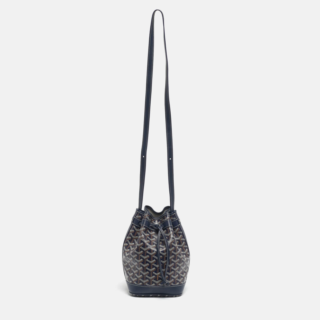 Goyard Navy Blue Goyardine Coated Canvas and Leather Petit Flot Bucket Bag Goyard Navy Blue Goyardine Coated Canvas and Leather Petit Flot Bucket Bag