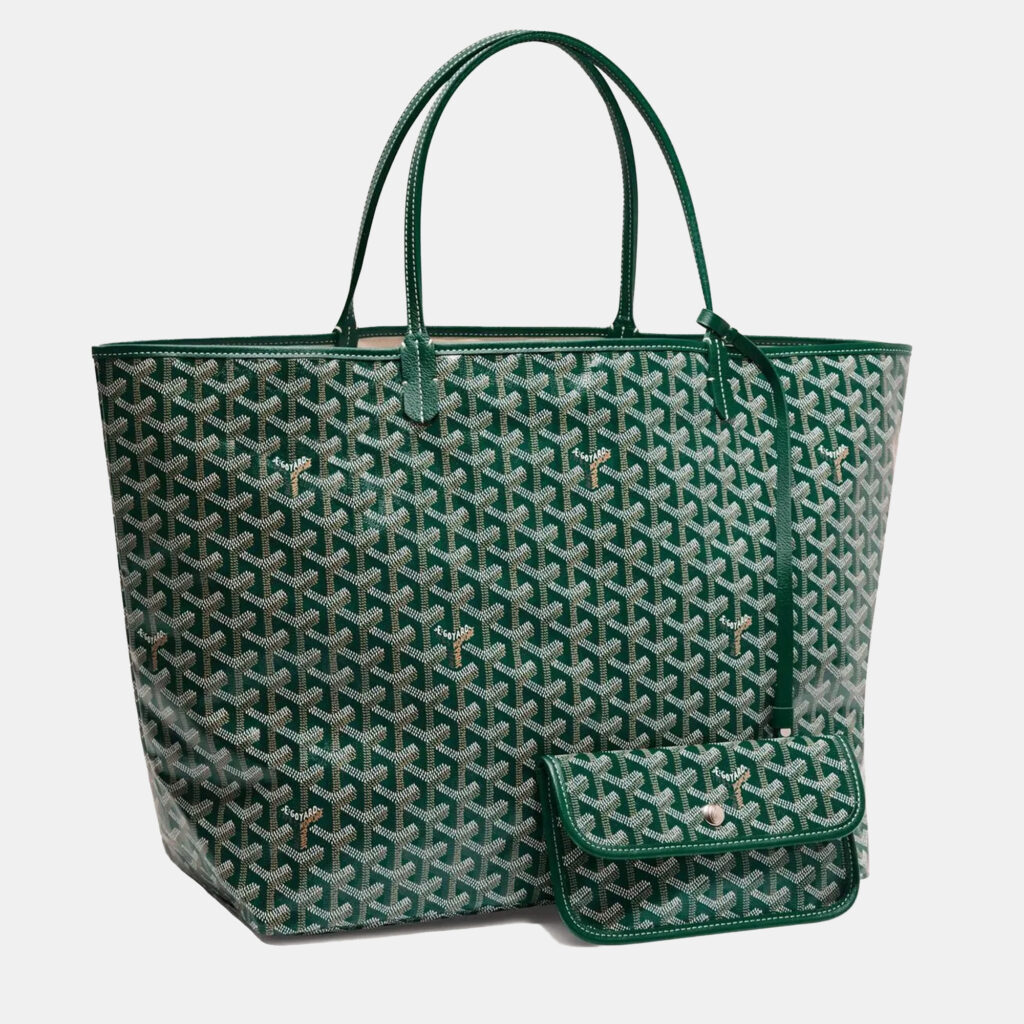 Goyard Saint Louis GM Green Goyardine Coated Canvas and Leather Tote Goyard Saint Louis GM Green Goyardine Coated Canvas and Leather Tote