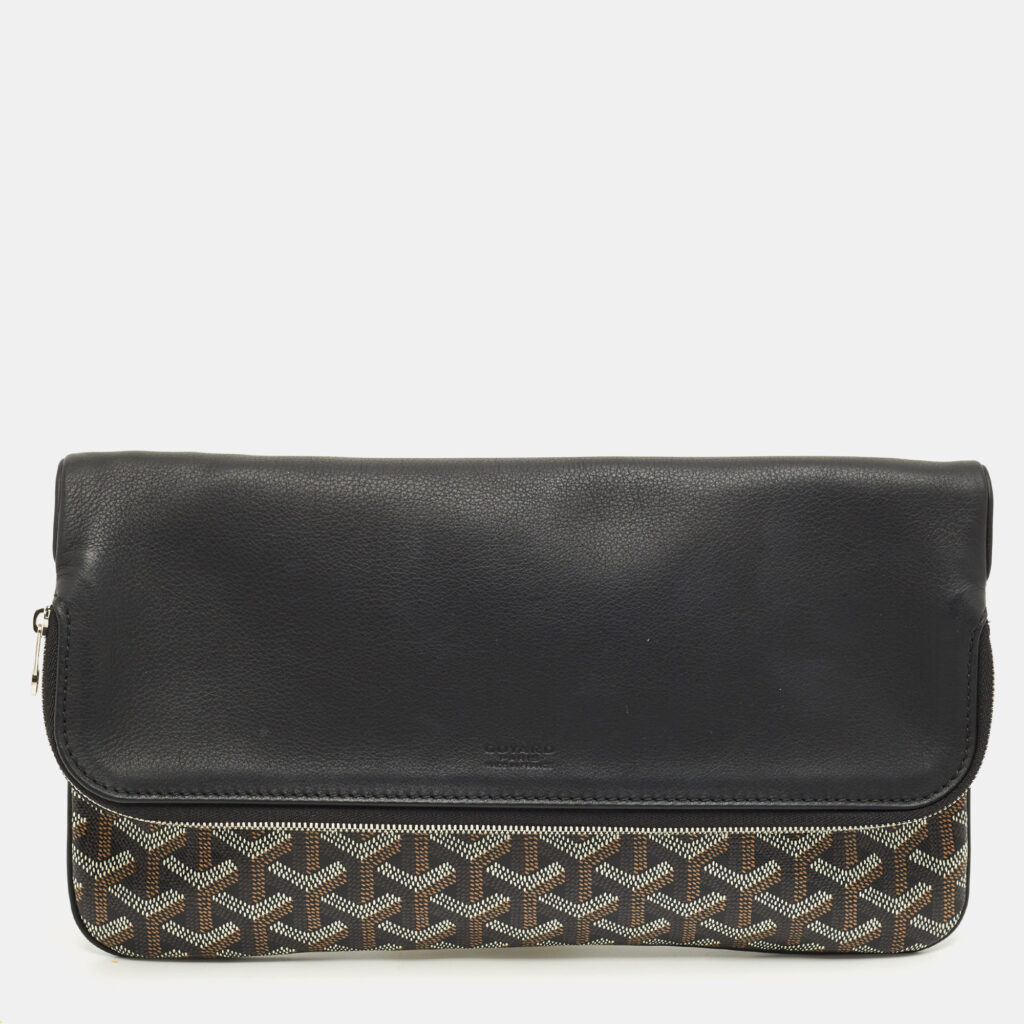 Goyard Black Goyardine Coated Canvas and Leather Sainte Marie MM Clutch