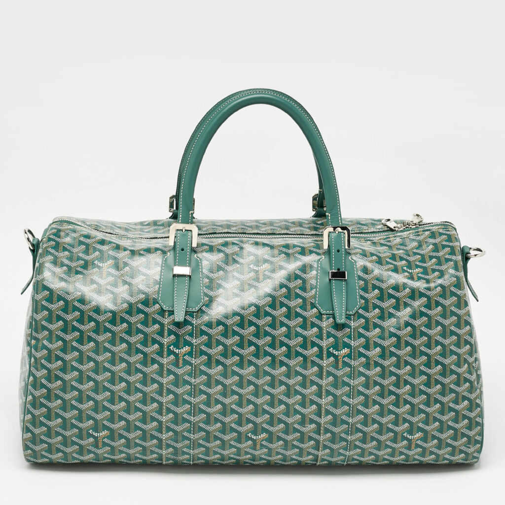 Goyard Green Goyardine Coated Canvas and Leather Boston 50 Bag Goyard Green Goyardine Coated Canvas and Leather Boston 50 Bag