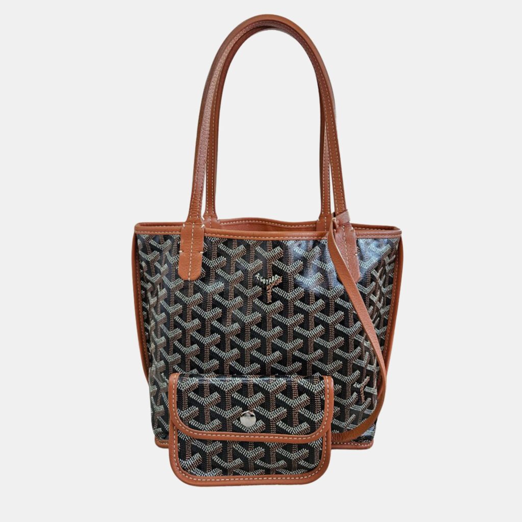 Goyard Brown Goyardine Coated Canvas & Leather Mini Anju Tote Bag Goyard Brown Goyardine Coated Canvas & Leather Mini Anju Tote Bag