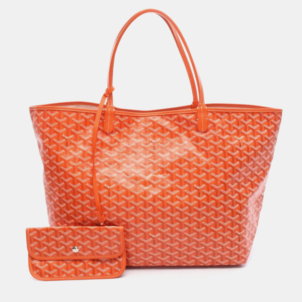 Goyard Saint Louis GM Orange Ivory Coated Canvas Tote Bag Goyard Saint Louis GM Orange Ivory Coated Canvas Tote Bag