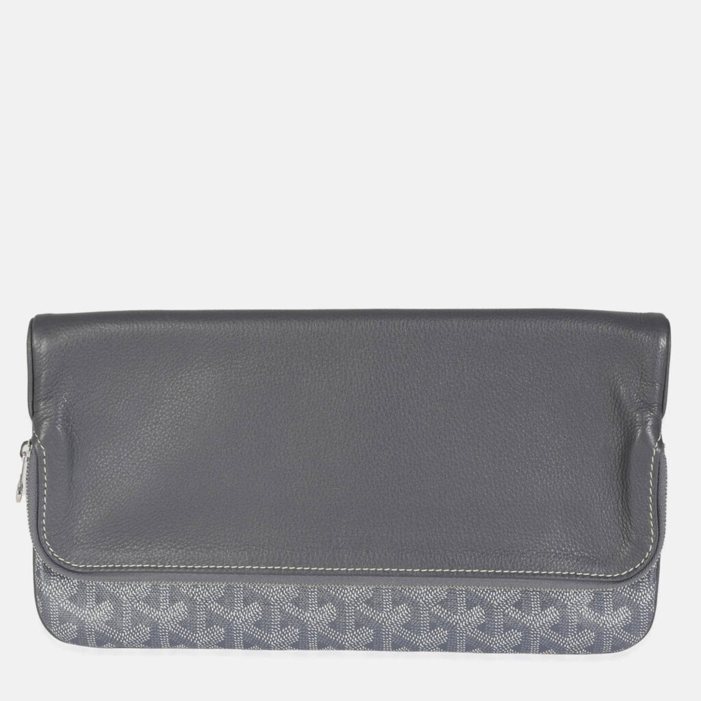 Goyard Grey Goyardine Canvas Sainte Marie Soft Clutch