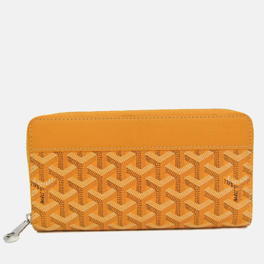 Goyard Matignon Yellow Coated Canvas Leather Long Wallet Goyard Matignon Yellow Coated Canvas Leather Long Wallet