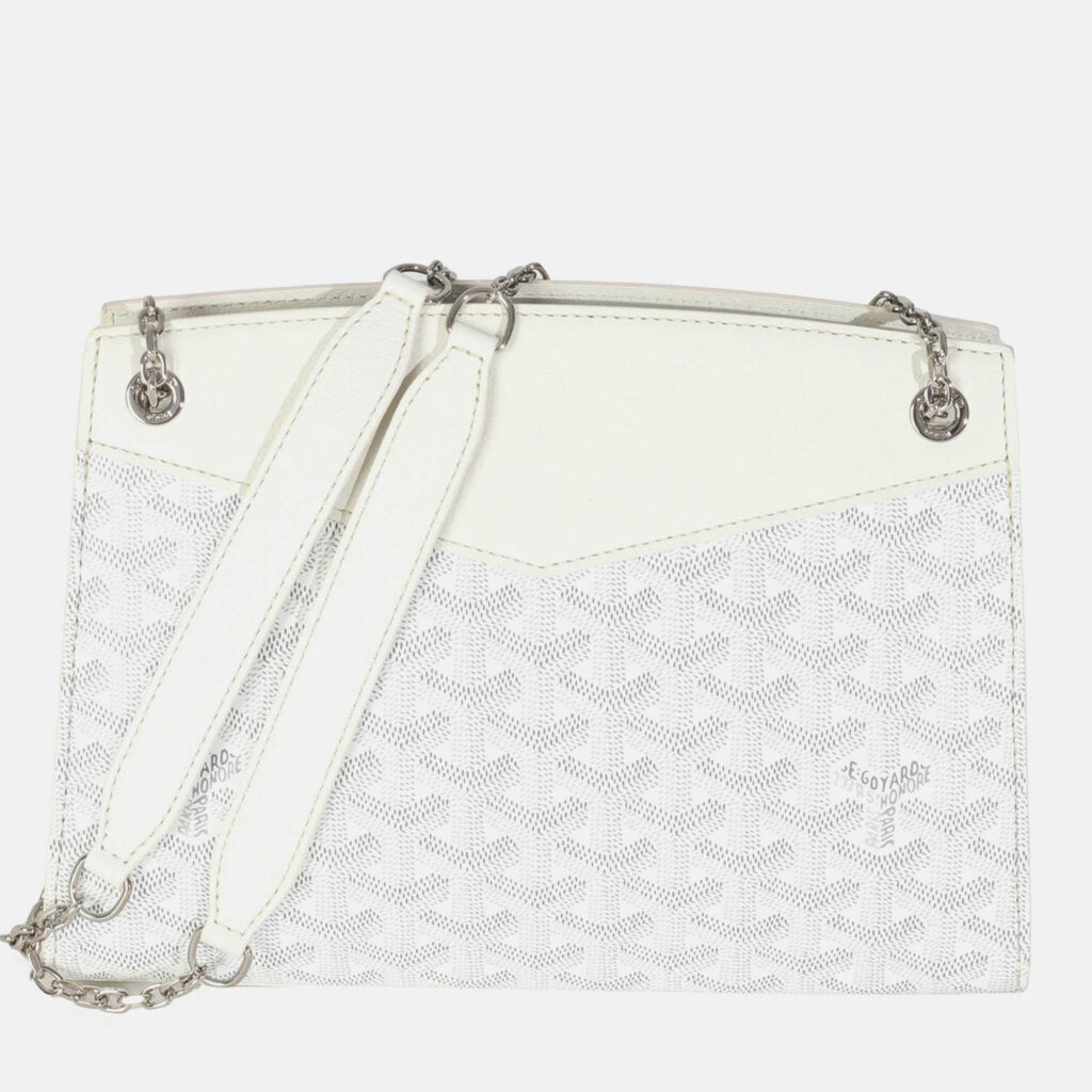 Goyard White Goyardine Canvas Rouette Structure PM Goyard White Goyardine Canvas Rouette Structure PM