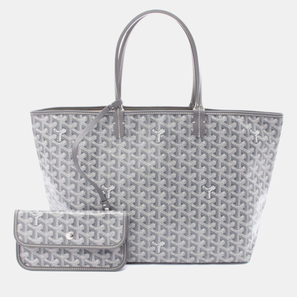 Goyard Saint Louis PM Grey White Coated Canvas Tote Bag Goyard Saint Louis PM Grey White Coated Canvas Tote Bag