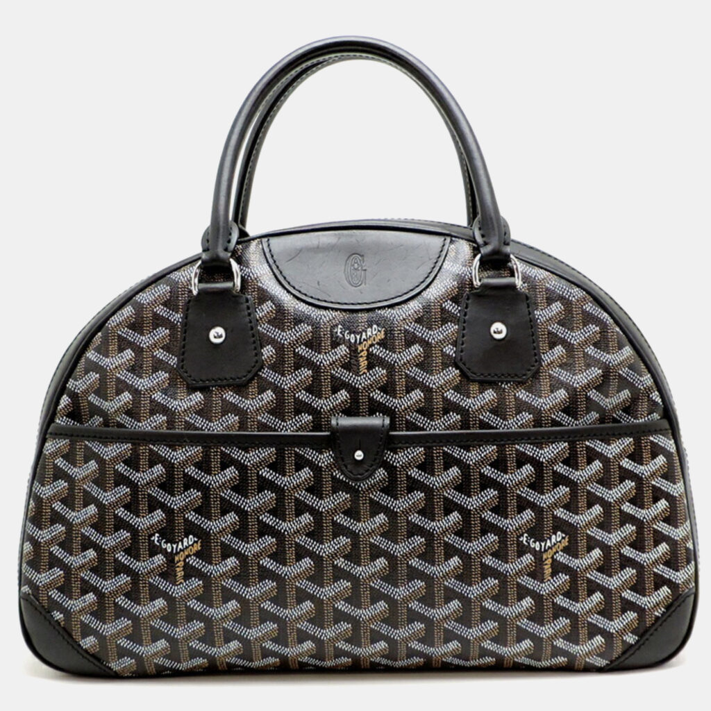 Goyard Saint Jeanne MM Black Goyardine Canvas Boston Bag Goyard Saint Jeanne MM Black Goyardine Canvas Boston Bag