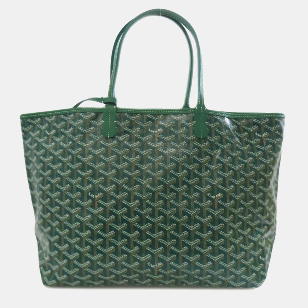 Goyard Saint Louis PM Green Coated Canvas Tote Bag Goyard Saint Louis PM Green Coated Canvas Tote Bag