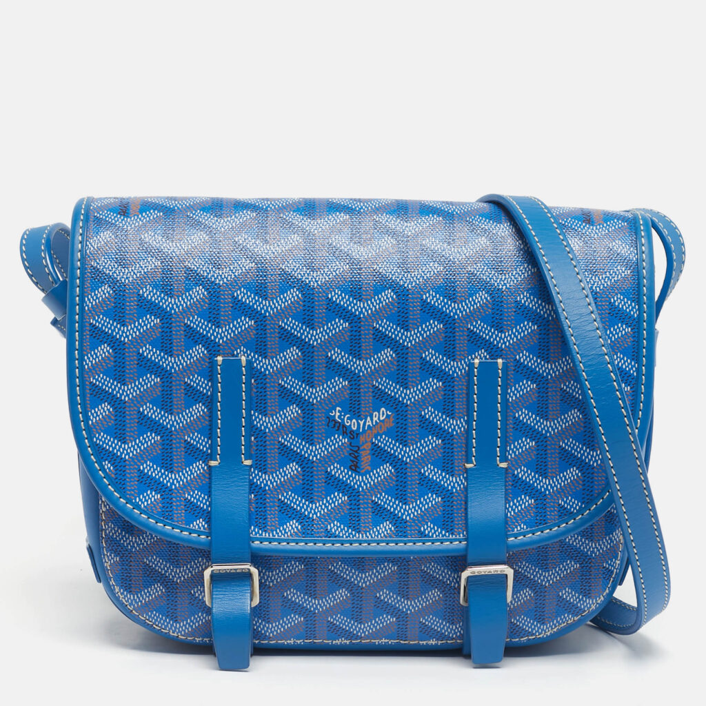 luxury-women-goyard-used-handbags-p1219922-012-1.jpg Goyard Blue Goyardine Coated Canvas and Leather Belvedere PM Bag