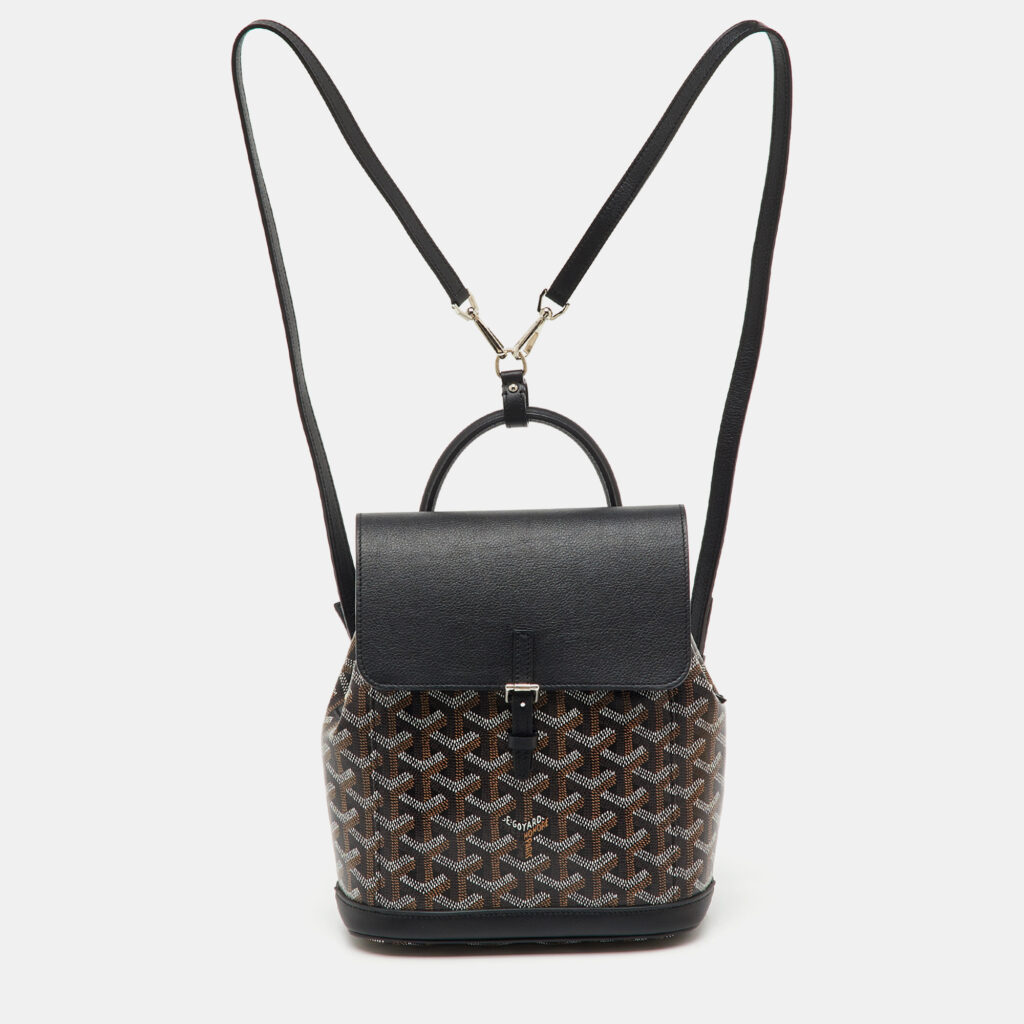 Goyard Black Goyardine Coated Canvas and Leather Mini Alpin Backpack Goyard Black Goyardine Coated Canvas and Leather Mini Alpin Backpack