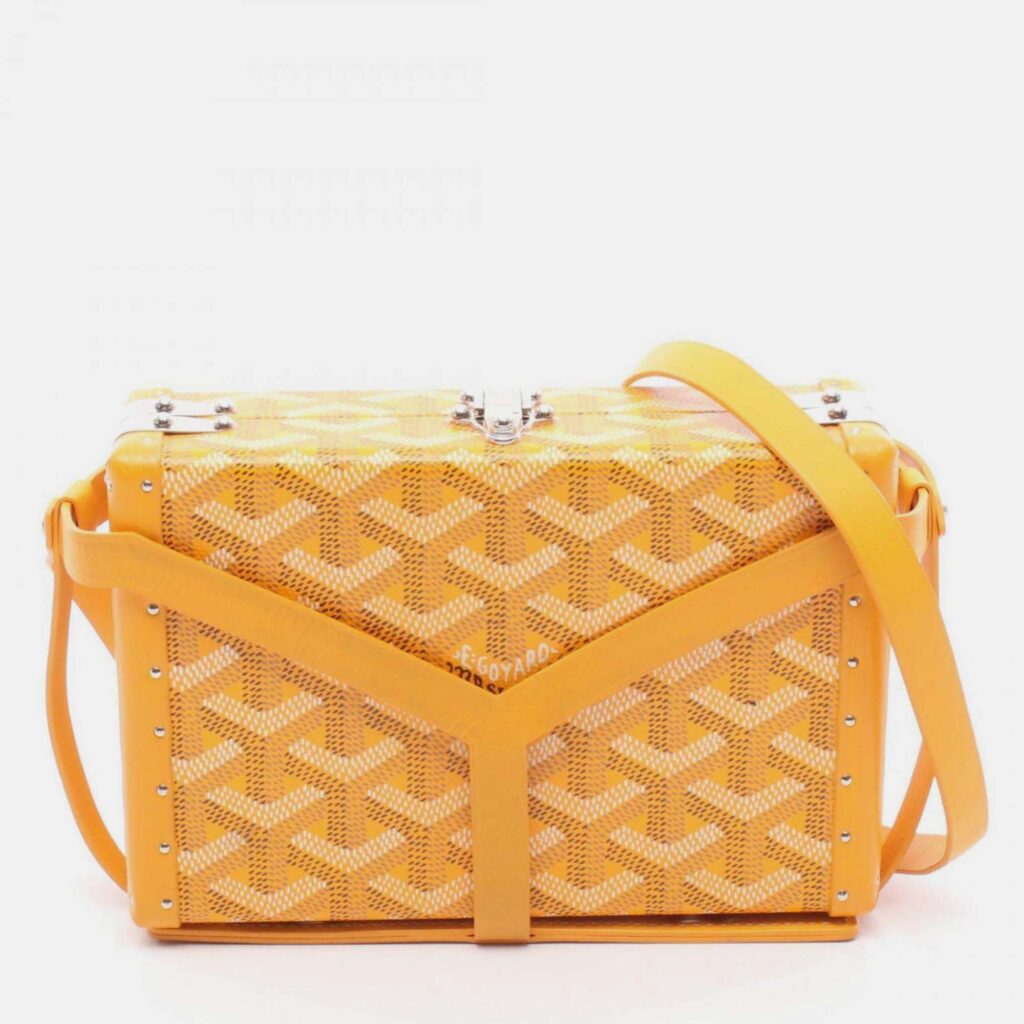 Goyard Minaudiere Trunk Shoulder Bag Coated Canvas And Leather Yellow Multicolor