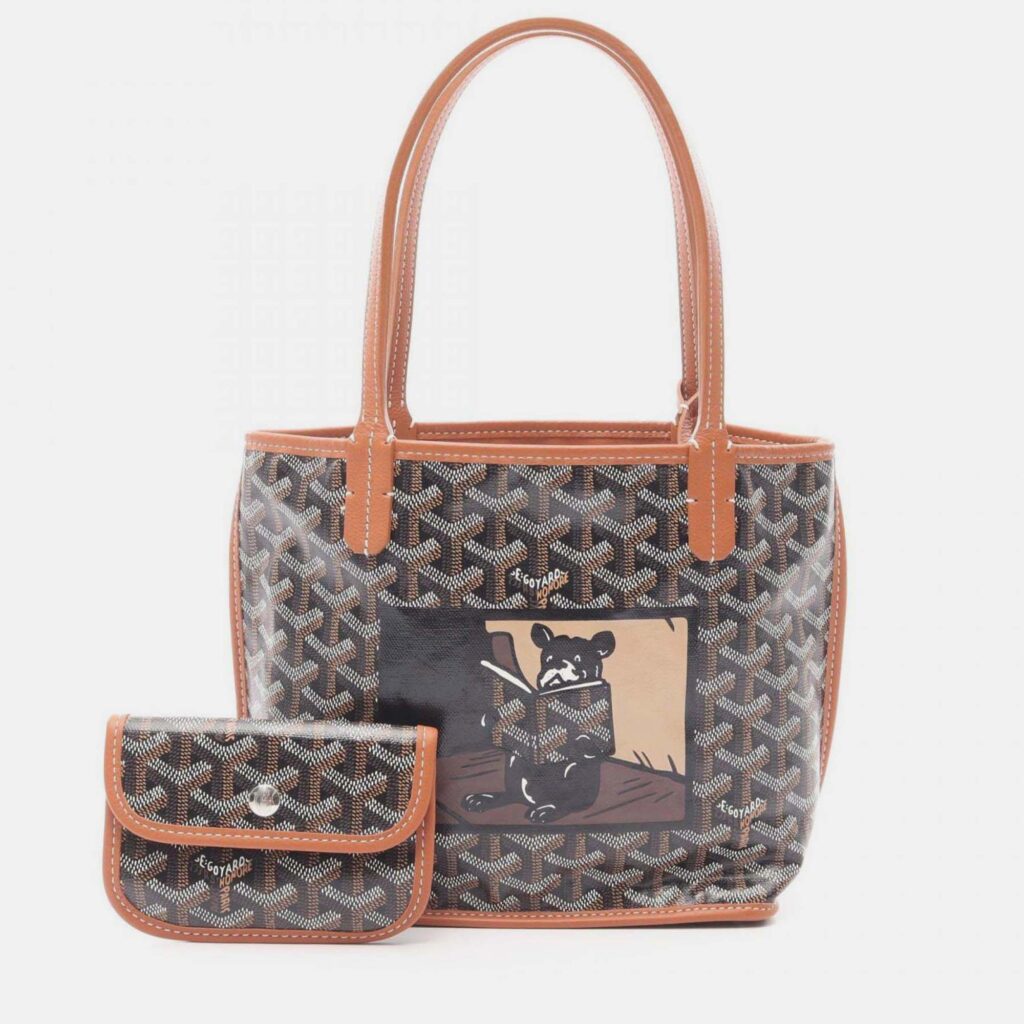 Goyard Ange Mini Hulo Tote Bag Coated Canvas-Coated Canvas And Leather Black Brown White Goyard Ange Mini Hulo Tote Bag Coated Canvas-Coated Canvas And Leather Black Brown White