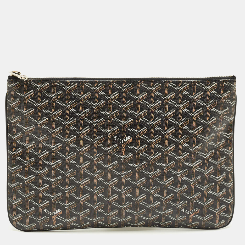 Goyard Black Goyardine Coated Canvas MM Senat Pouch Goyard Black Goyardine Coated Canvas MM Senat Pouch