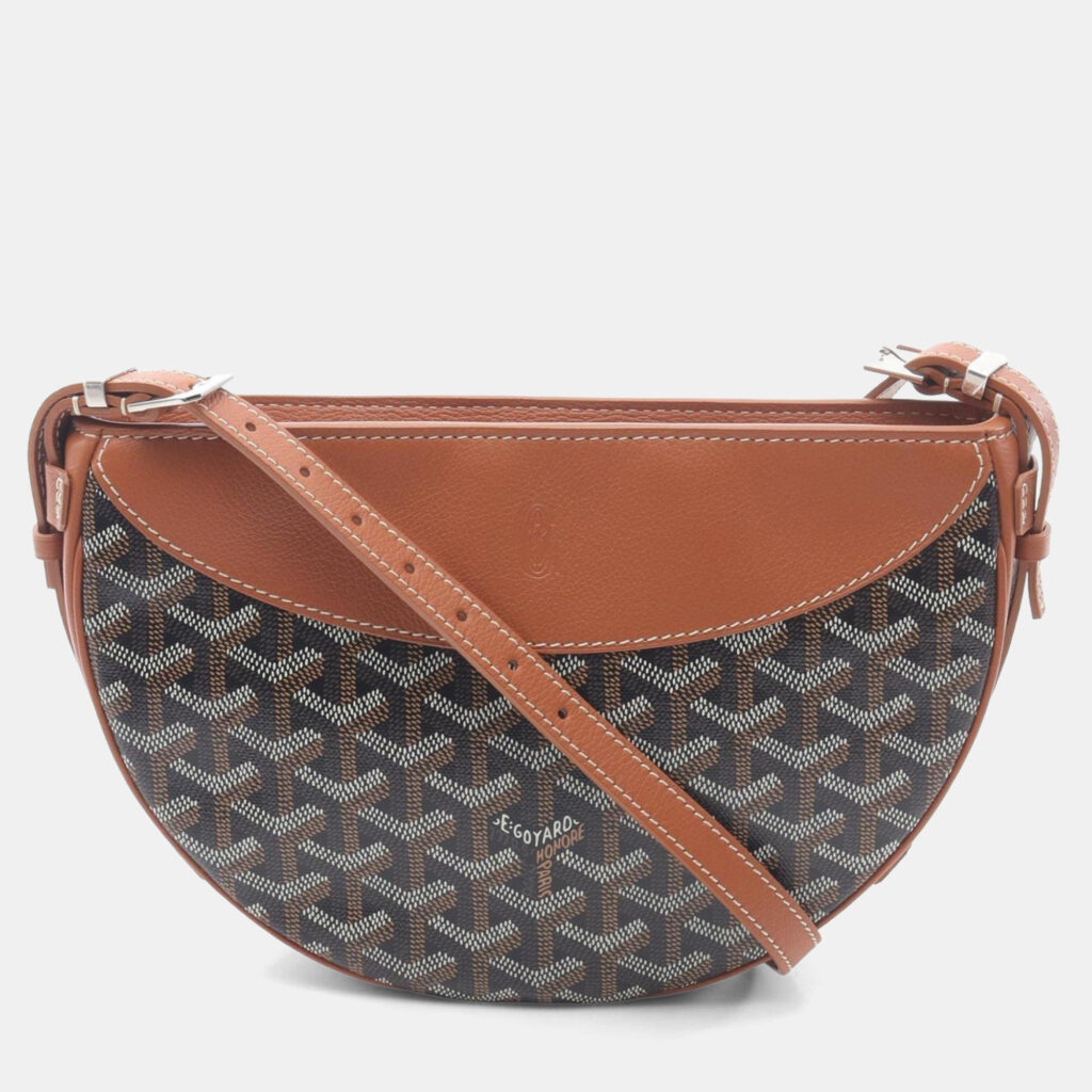 Goyard Hirondelle Shoulder Bag In Leather And Coated Canvas Brown/Black Goyard Hirondelle Shoulder Bag In Leather And Coated Canvas Brown/Black