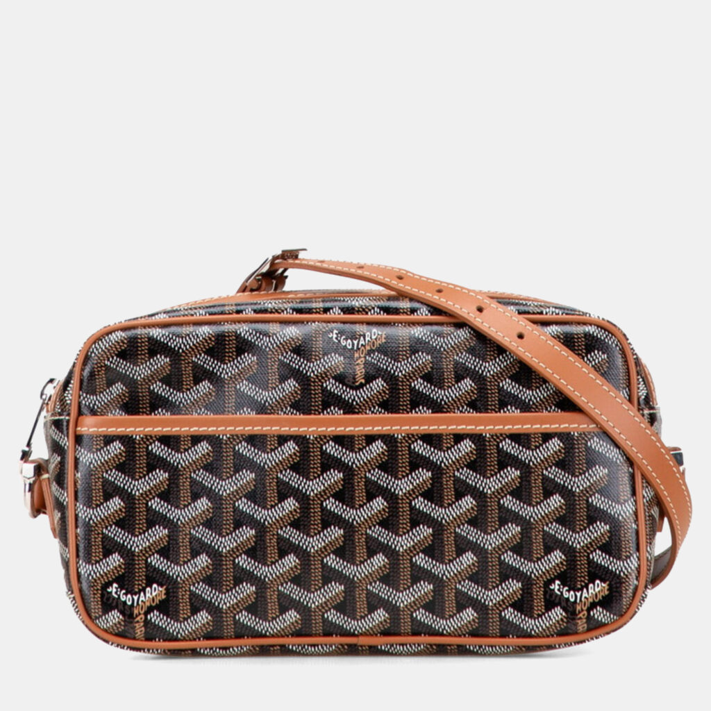 Goyard Cap Vert Pm Shoulder Bag In Brown And Black Leather Goyard Cap Vert Pm Shoulder Bag In Brown And Black Leather