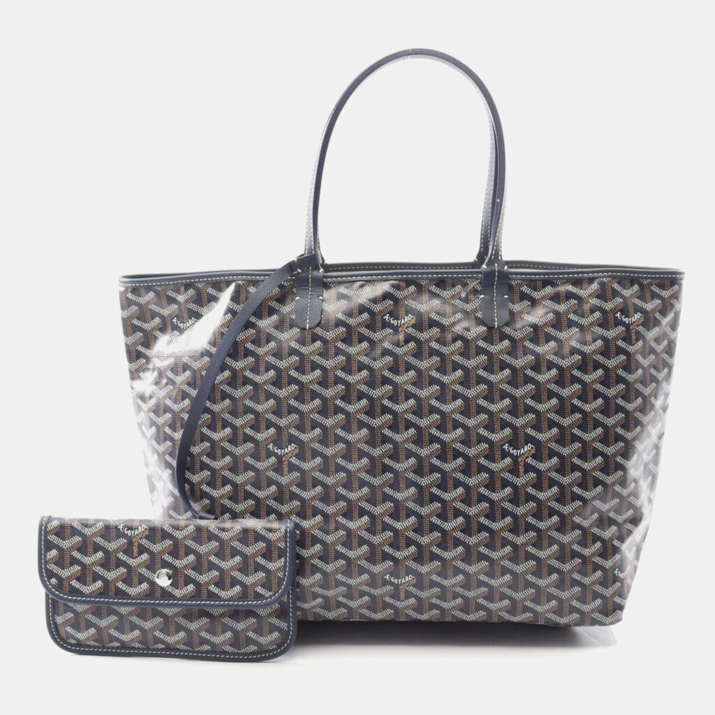 Goyard Saint Louis Pm Tote Bag Coated Canvas And Leather Navy Multicolor