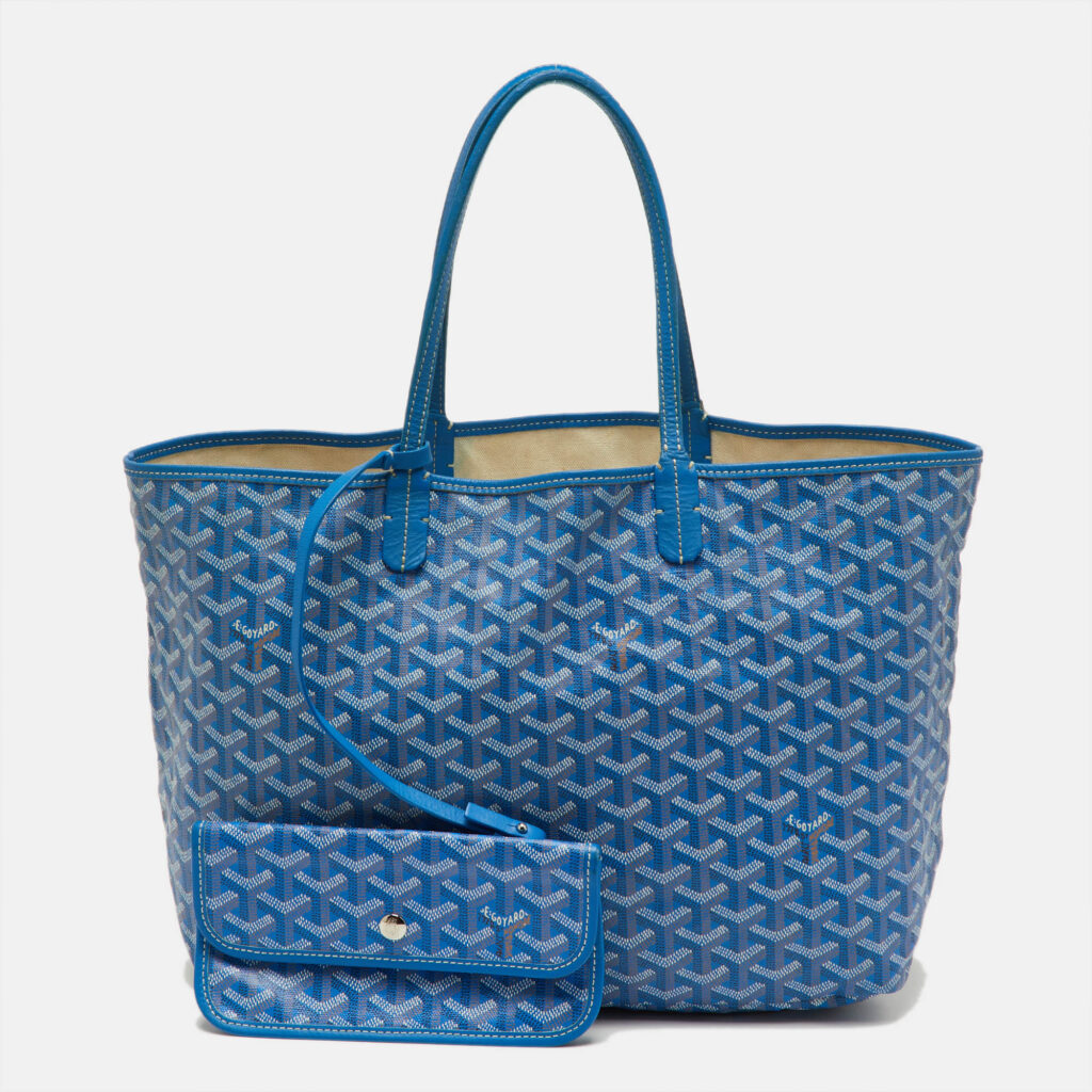 Goyard Blue Goyardine Coated Canvas and Leather Saint Louis PM Tote Goyard Blue Goyardine Coated Canvas and Leather Saint Louis PM Tote