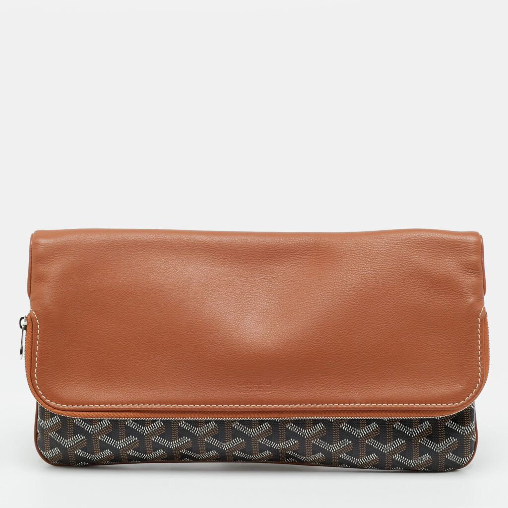Goyard Brown Sainte Marie Goyardine Coated Canvas Clutch