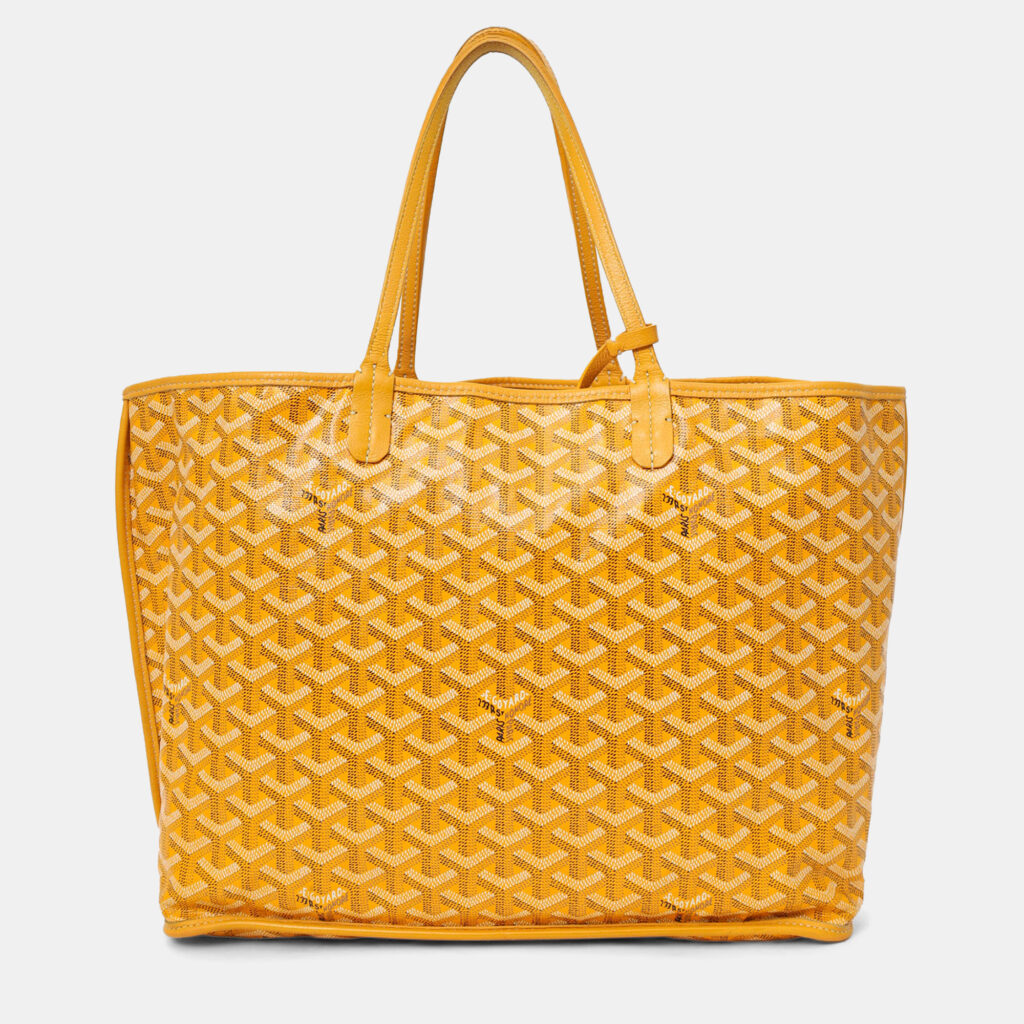 luxury-women-goyard-used-handbags-p1248055-006-1.jpg Goyard 2019 Yellow Goyardine Coated Canvas Reversible Anjou GM Tote With Pouch