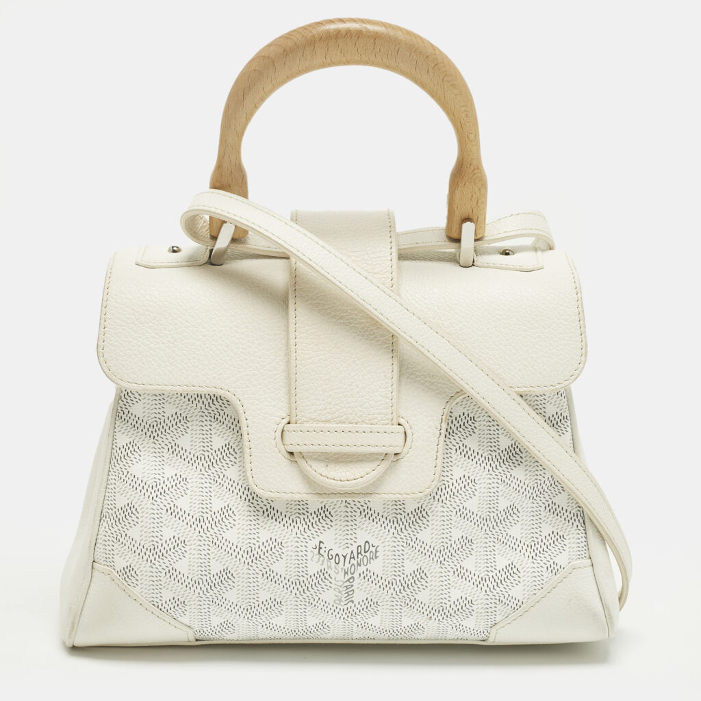Goyard Saigon Mini White Goyardine Coated Canvas and Leather Top Handle Bag Goyard Saigon Mini White Goyardine Coated Canvas and Leather Top Handle Bag