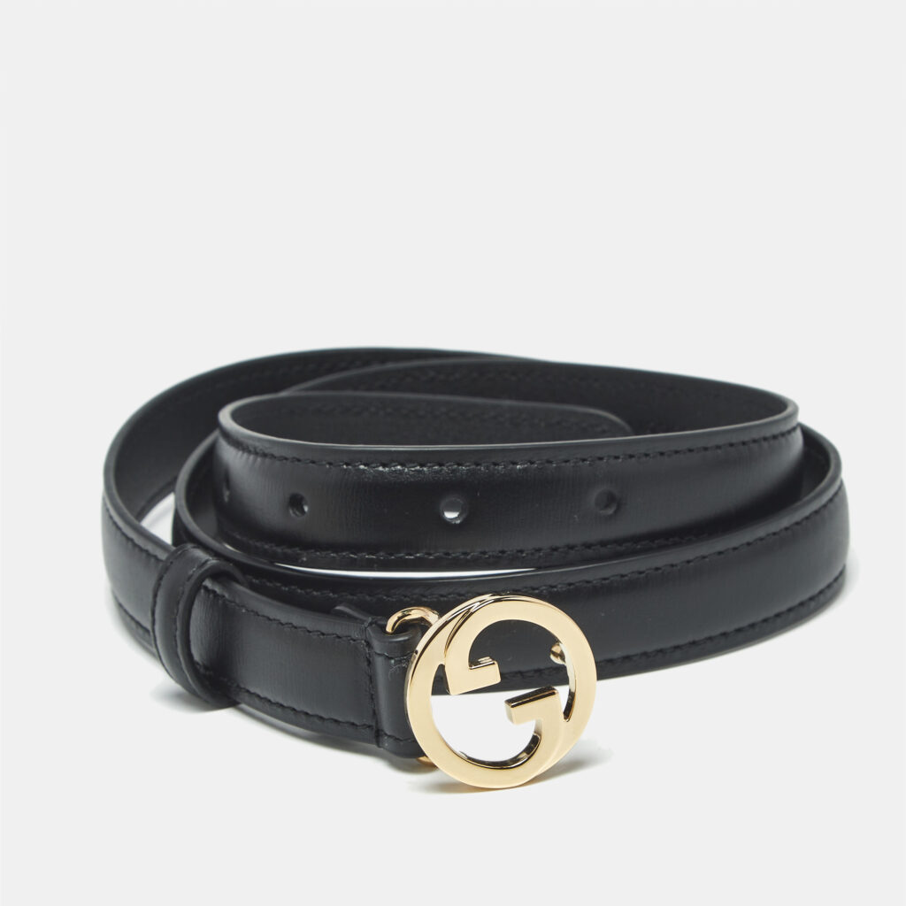 Gucci Black Leather Blondie Slim Belt 75 CM Gucci Black Leather Blondie Slim Belt 75 CM