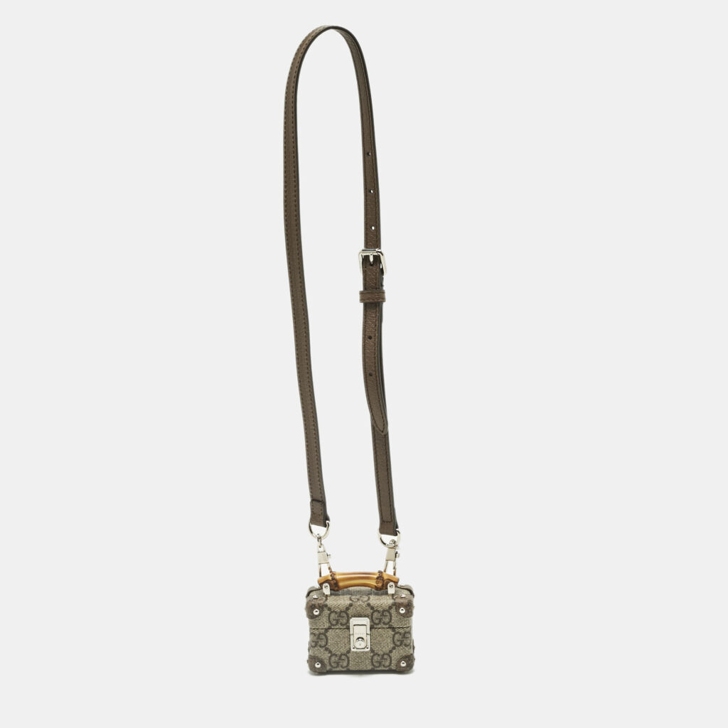 Gucci Beige/Ebony GG Supreme Canvas Airpods Pro Case with Strap
