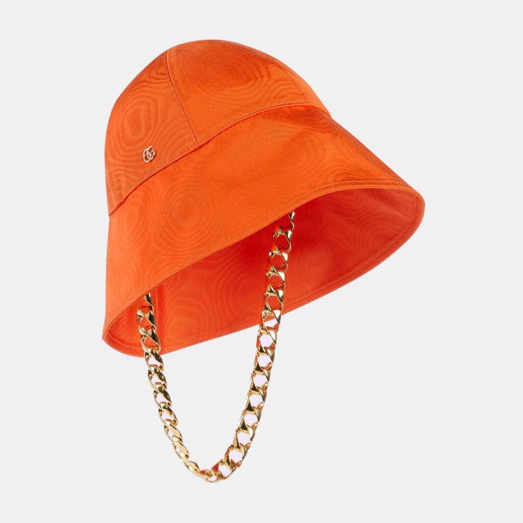 Gucci Orange Viscose Chain Detail Bucket Hat M Gucci Orange Viscose Chain Detail Bucket Hat M