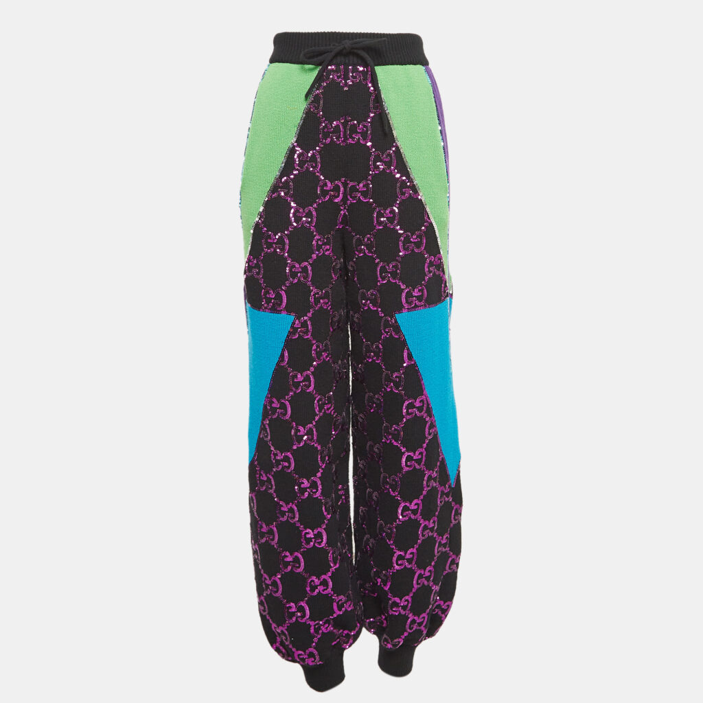 Gucci Black GG Sequin Rib Knit Sweatpants XS Gucci Black GG Sequin Rib Knit Sweatpants XS