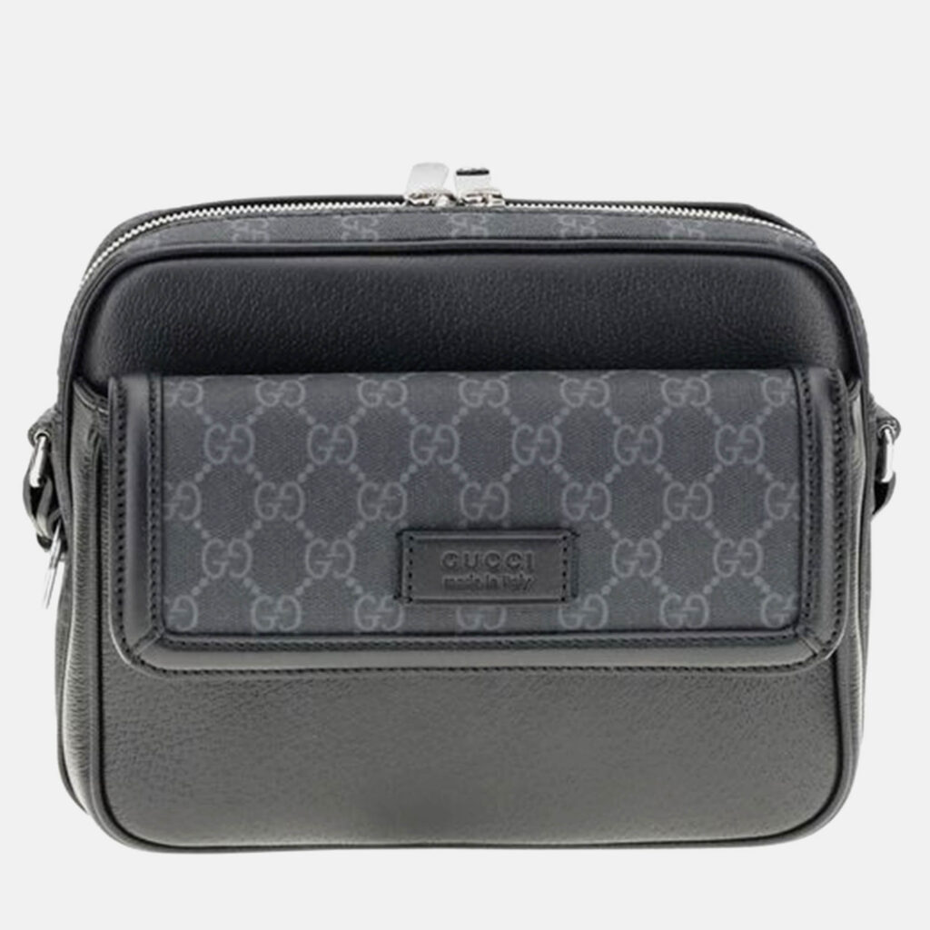 Gucci GG Supreme Black Canvas and Leather Messenger Bag Gucci GG Supreme Black Canvas and Leather Messenger Bag