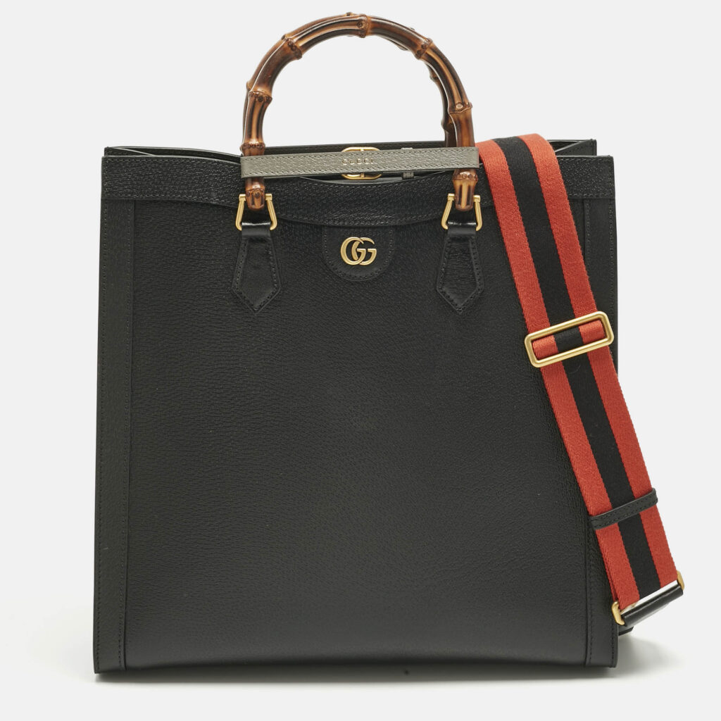 Gucci Black Leather Large Bamboo Diana Tote Gucci Black Leather Large Bamboo Diana Tote