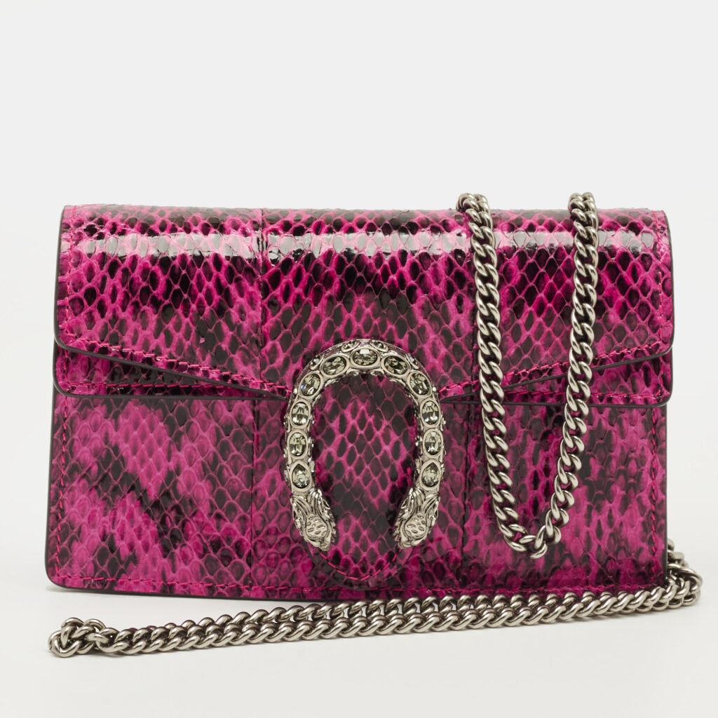 Gucci Pink Python Super Mini Dionysus Shoulder Bag