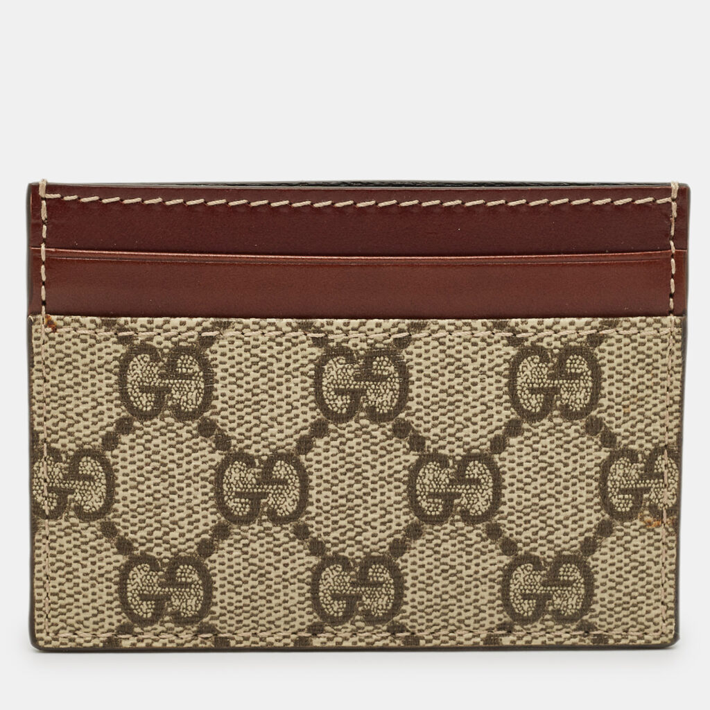 luxury-women-gucci-new-handbags-p1236664-007-1.jpg Gucci Brown/Beige GG Supreme Canvas and Leather Card Holder