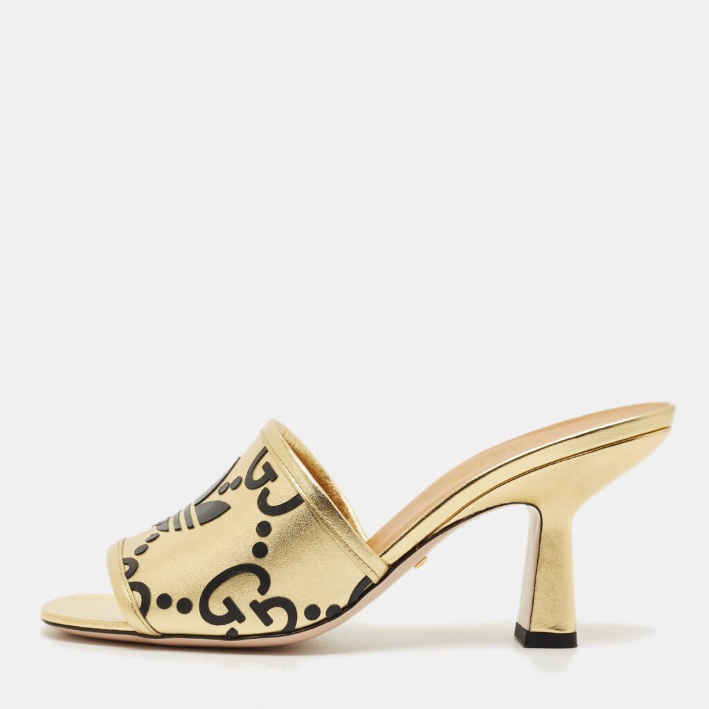 Gucci x Adidas Gold Leather Nappa Silk Slide Sandal Size 36 Gucci x Adidas Gold Leather Nappa Silk Slide Sandal Size 36
